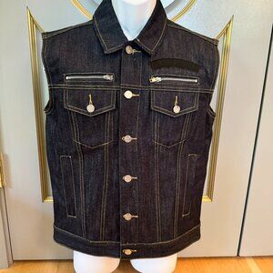 Black Apple Sleeveless Jean Jacket Size Medium